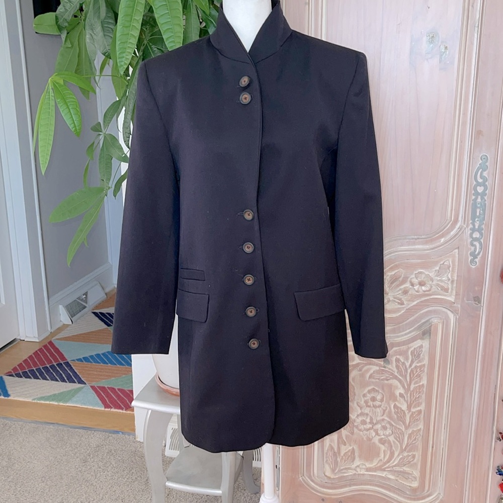 Vintage J.Peterman Navy Blue Wool Blazer